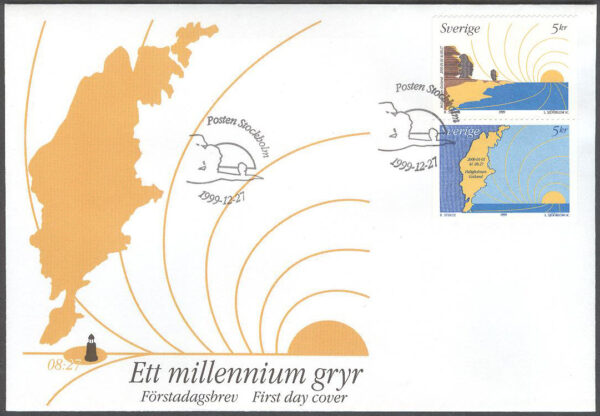 Sverige - FDC 1999-12-27 - Ett millenium gryr, par kpl Vinjett 1