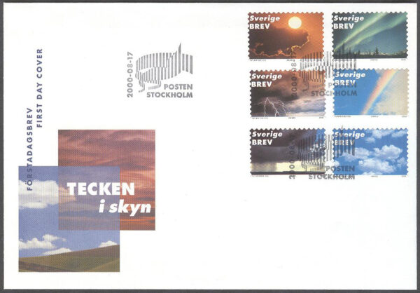 Sverige - FDC 2000-08-17 - Tecken i skyn, serie 6 kpl Vinjett 1