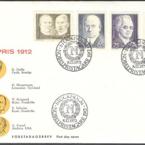 Sverige – FDC 1972-12-08 – Nobelpristagare 1912, 4 kpl Vinjett 2