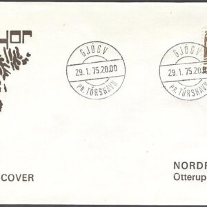 Färöarna – Gjógv PR Tórshavn 29.1.75 på brev – Sistadagsstämpel – Danskt frimärke