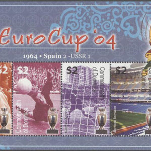 Dominica – M 3573-3576 EM i Fotboll 2004 i Portugal bla L Yashin, Miniark kpl **