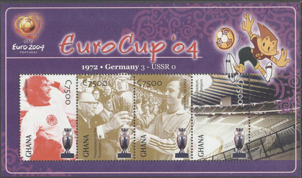 Ghana - M 3660-3663 EM i Fotboll i Portugal 2004, Miniark kpl **