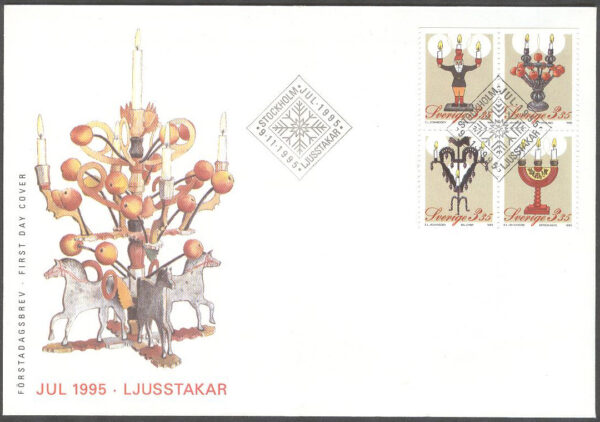 Sverige - FDC 1995-11-09 - Jul 1995, serie 4 kpl Vinjett 1