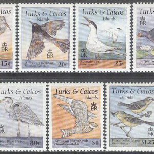 Turks & Caicos Islands – M 1245-1259 Fåglar bla Bälteskungsfiskare, serie 13 olika **