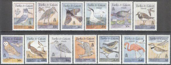 Turks & Caicos Islands - M 1245-1259 Fåglar bla Bälteskungsfiskare, serie 13 olika **