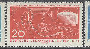 DDR – M  822-824 1:a Bemannade rymdflygningen med Wostok 1, 3 kpl **