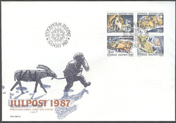 Sverige - FDC 1987-11-25 - Jul 1987, 4-Block kpl Vinjett 1