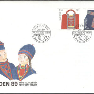 Sverige – FDC 1989-04-20 – Norden VIII. Folkdräkter, 2 kpl Vinjett 1