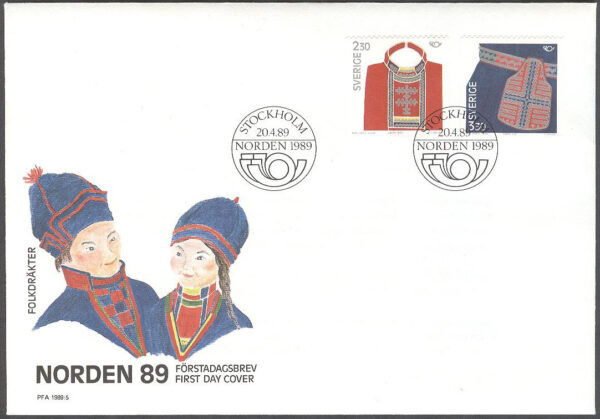 Sverige - FDC 1989-04-20 - Norden VIII. Folkdräkter, 2 kpl Vinjett 1