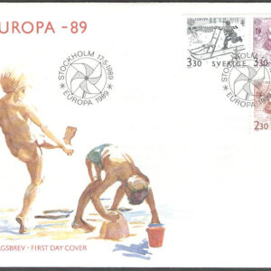 Sverige – FDC 1989-05-17 – Europa CEPT 1989 Barnlekar, 3 kpl Vinjett 1