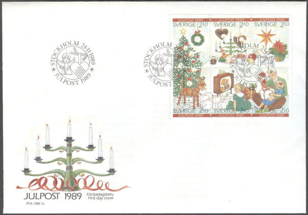 Sverige - FDC 1989-11-24 - Jul 1989, serie 6 kpl Vinjett 1