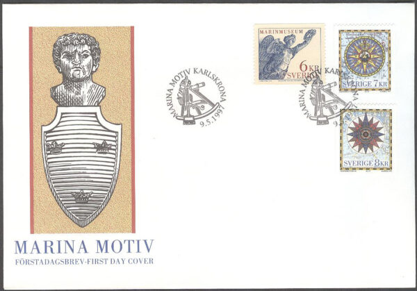 Sverige - FDC 1997-05-09 - Marina Motiv, serie 3 kpl Vinjett 1