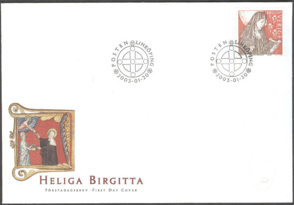 Sverige - FDC 2003-01-20 - Heliga Birgitta, märke kpl Vinjett 1