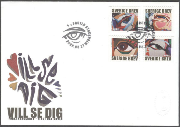 Sverige - FDC 2008-03-27 - Vill se dig, serie 4 kpl Vinjett 1