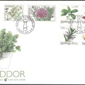 Sverige – FDC 2009-09-24 – Kryddor, serie 6 kpl Vinjett 1