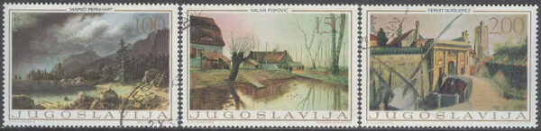 Jugoslavien - M 1298-1300 Jugoslavisk Konst från 1800-talet, serie 3 olika