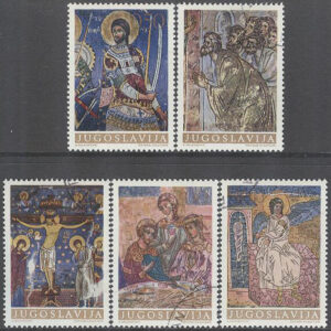 Jugoslavien – M 1322-1326 Konst – Fresker, serie 5 olika