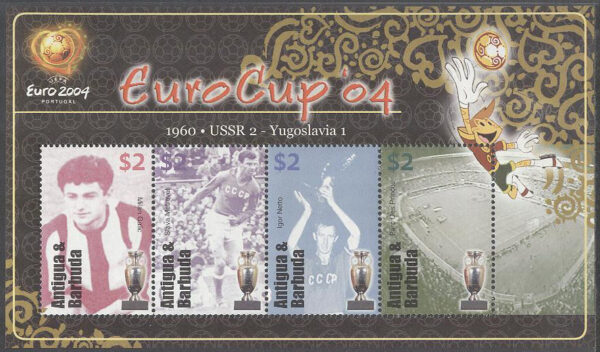 Antigua & Barbuda - M 4101-4104 EM i Fotboll i Portugal 2004, Miniark kpl **