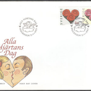 Sverige – FDC 1997-01-02 – Alla Hjärtans Dag, par kpl Vinjett 1