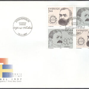 Sverige – FDC 1997-11-13 – Nobel 1997, 4-Block kpl Vinjett 1