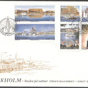 Sverige – FDC 1998-05-14 – Stockholm – Staden på vattnet, Delat 6-Block kpl Vinjett 1