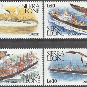 Sierra Leone – M 1107-1110 Fartyg bla Dumbaia – Fåglar, serie 4 kpl **