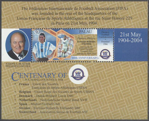 Palau - M BL 193 Internationella Fotbollsförbundet FIFA 100 år, Block **