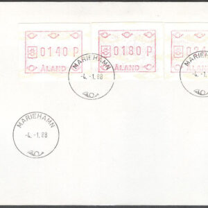 Åland – FDC 1988-01-04 – Frankeringsetiketter Typ 2, 3 kpl