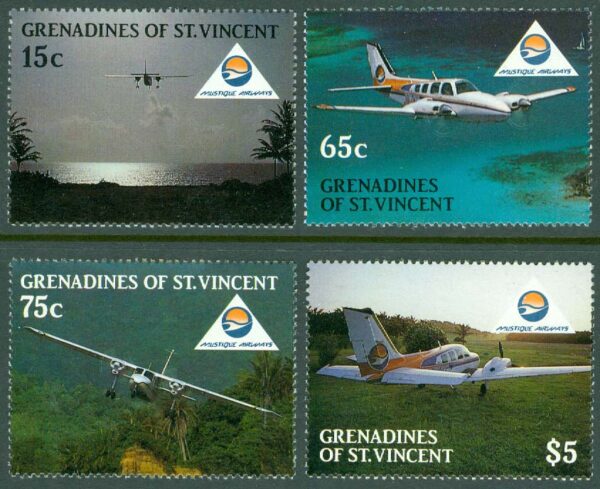 St. Vincent Grenadines - M  582-585 Flygbolaget "Mustique Airways", 4 kpl **