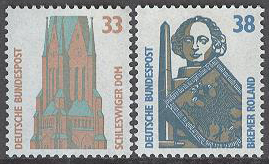 Tyskland – M 1399-1400 A Sevärdheter V bla St. Petri-Dom, Schleswig, serie 2 olika**