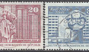 DDR – M 1820-1821 Uppbyggnad av DDR bla Karl-Marx-Monument, serie 2 kpl