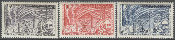 Franska Antarktis - M   10-12 Internat Geofysiska året 1957 - Polarstation, 3 kpl **