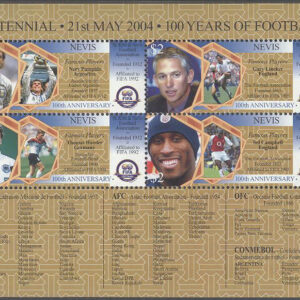 Nevis – M 1994-1997 Internationella Fotbollsförbundet FIFA 100 år, Miniark kpl **