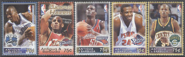 Antigua & Barbuda - M 4278-4282 Sport - Basketspelare i NBA bla Ray Allen , 5 kpl **