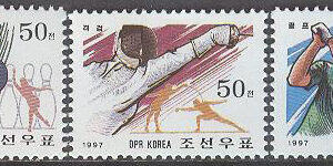 Nordkorea – M 3980-3982 Sport – Bowling – Fäktning – Golf, serie 3 kpl **