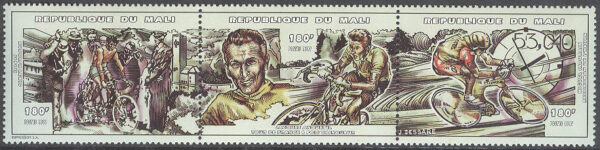 Mali - M 1883-1885 Cyklar & cyklister bla Miguel Indurain, 3-strip **