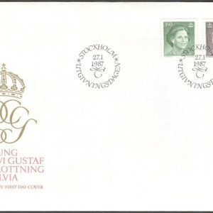 Sverige – FDC 1987-01-27 – Carl XVI Gustaf & Drottning Silvia, 2 kpl Vinjett 1