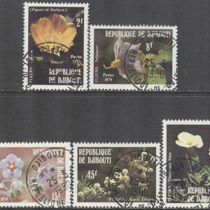 Djibouti – M  253-257 Blommor & Växter bla Fikonkaktus, 5 kpl stpl