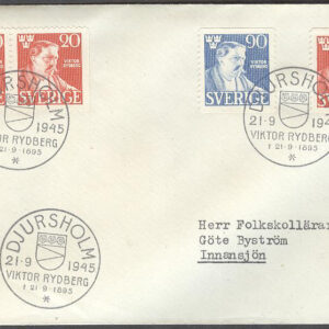 Sverige – FDC 1945-09-21 – Viktor Rydberg, 4 kpl Adressat