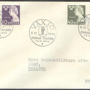 Sverige – FDC 1946-11-02 – Esaias Tegnér, 4 kpl Adressat
