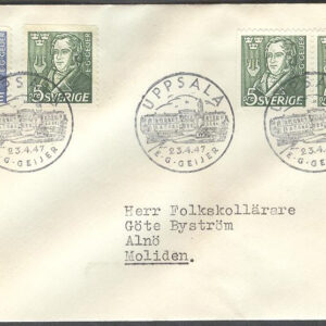 Sverige – FDC 1947-04-23 – Erik Gustaf Geijer, serie 4 kpl Adressat