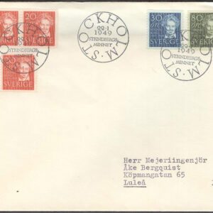 Sverige – FDC 1949-01-22 – August Strindberg, 5 kpl Adressat