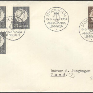 Sverige – FDC 1954-06-18 – Anna Maria Lenngren, 4 kpl Adressat