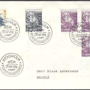 Sverige – FDC 1965-05-17 – Posthorn – UIT 100 år, 5 kpl Adressat