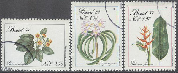 Brasilien - M 2299-2301 Blommor - Naturskydd, serie 3 kpl