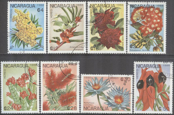 Nicaragua - M 2909-2916 Blommor bla Guldakacia, 8 kpl