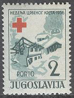 Jugoslavien – M Zw P   12 Röda Korset 1956, Påslagsmärke Porto, 1 kpl **