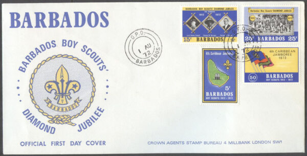 Barbados - FDC 1972-08-01 - Scouting på Barbados 60 år, serie 4 kpl