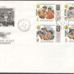 Grenada – FDC 1972-06-05 – 13:e Världsscoutträffen i Japan – Påtryck, serie 4 kpl
