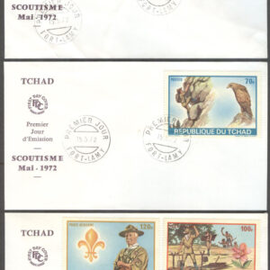Tchad – FDC 1972-05-15 – Scouting – Djur & Natur bla Fågel & Fisk, serie 5 kpl